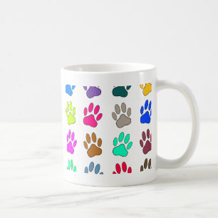 Mönster för flerfärgad Hund Paw-utskrift Kaffemugg