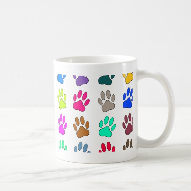 Mönster för flerfärgad Hund Paw-utskrift Kaffemugg (Höger)