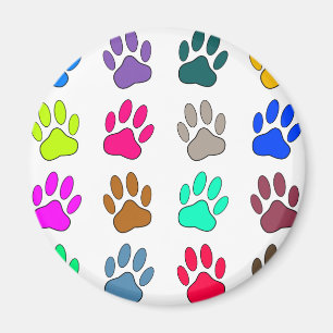 Mönster för flerfärgad Hund Paw-utskrift Magnet
