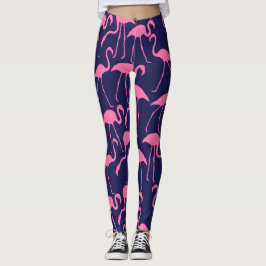 Mönster för flotta och Rosa Flamingo Leggings