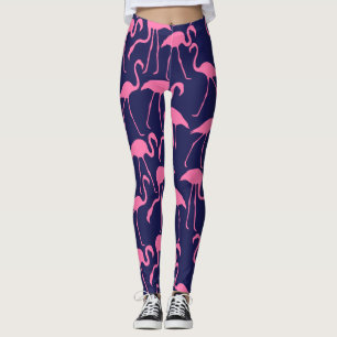 Mönster för flotta och Rosa Flamingo Leggings