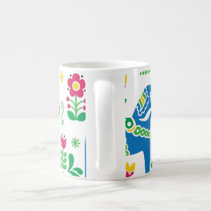 Mönster för folk för svensk Dala häst blom- Kaffemugg