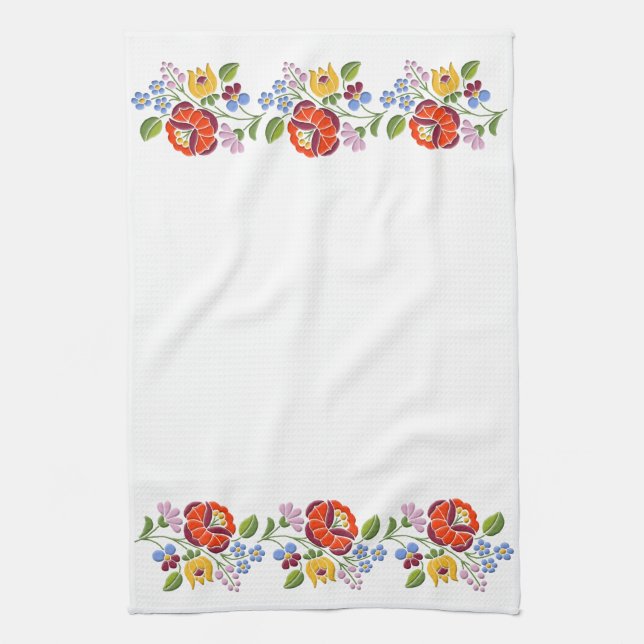 Mönster för Folk konst för Kalocsa broderi Kökshandduk (Vertikal)