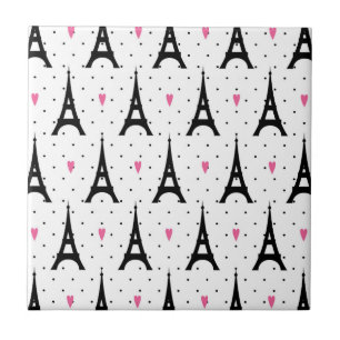 Mönster för för Eiffel tornpolka dots & hjärto Kakelplatta