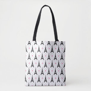 Mönster för för Eiffel tornpolka dots & hjärto Tygkasse