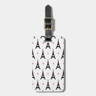 Mönster för för Eiffel tornpolka dots & hjärtor Bagagebricka