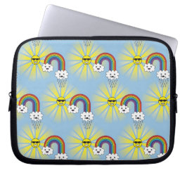 Mönster för för Kawaii solmoln och regnbåge Laptop Sleeve