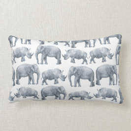 Mönster för för vattenfärgSafarielefanter & Rhinos Lumbarkudde