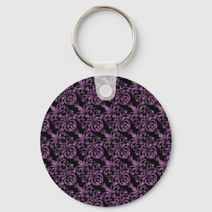 Mönster för gigantisk Lila Glittery Damask Nyckelring