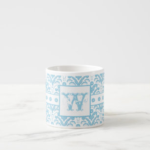 Mönster för grönt för MonogramW-blått elegant Espressomugg