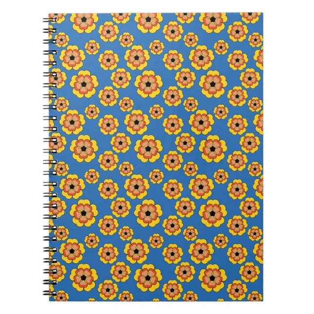 Mönster för gula orange blommor anteckningsbok (Framsidan)