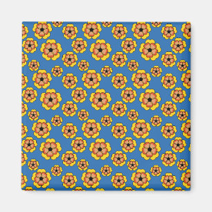Mönster för gula orange blommor magnet