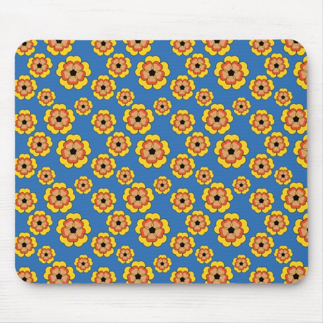 Mönster för gula orange blommor musmatta (Framsidan)