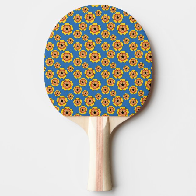 Mönster för gula orange blommor pingisracket (Framsidan)