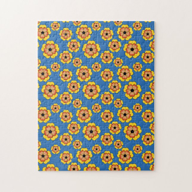 Mönster för gula orange blommor pussel (Vertikal)