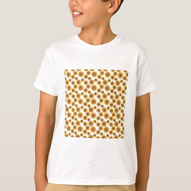 Mönster för gula orange blommor t shirt (Framsida)