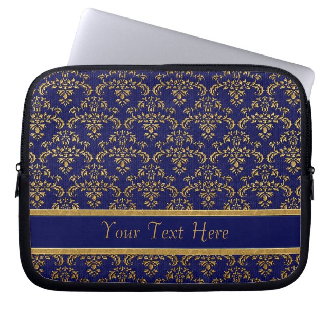 Mönster för guld och blå mask laptop sleeve (Framsidan)