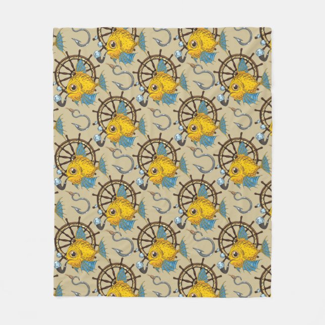 Mönster för havskaptenfisk fleecefilt (Framsidan)