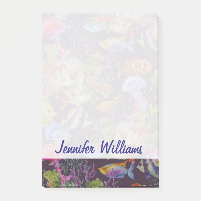 Mönster | för havslivGrunge tillfogar ditt namn Post-it Block (Framsida)