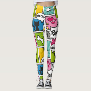 Mönster för humorbokstilhusdjur leggings