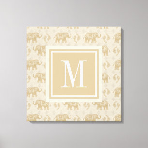 Mönster för husvagn för elefant för Monogram Canvastryck
