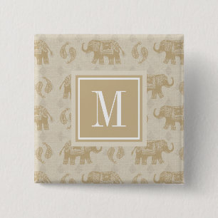 Mönster för husvagn för elefant för Monogram   Knapp