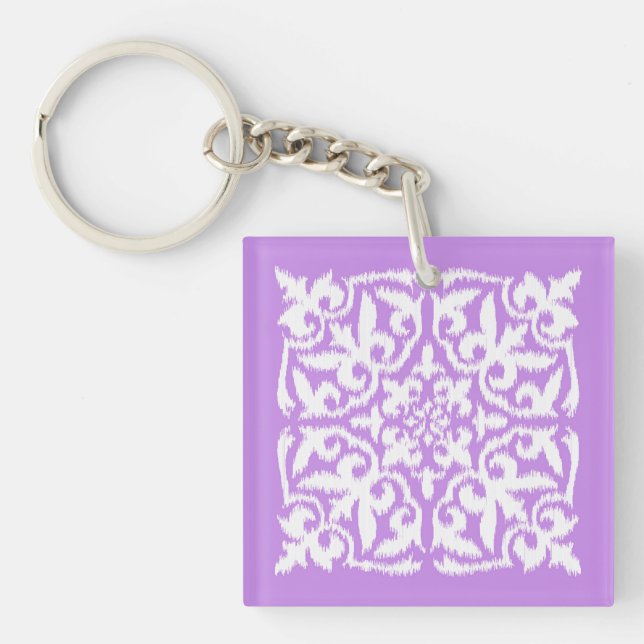 Mönster för ikat damask - lavender och vitt (Framsidan)