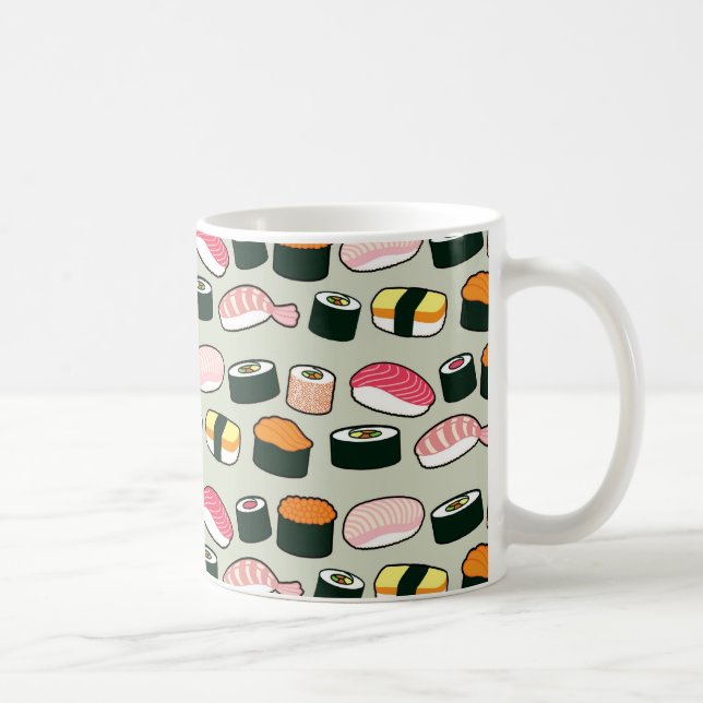 Mönster för illustrationer för Oishii Sushi roligt Kaffemugg (Höger)