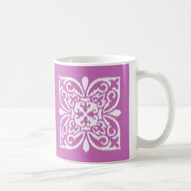 Mönster för iskat damask - orkidé och vitt kaffemugg (Höger)