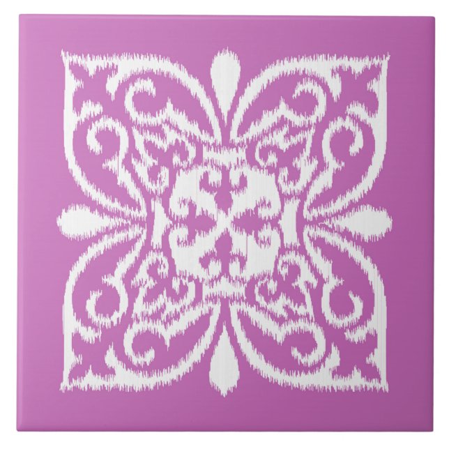 Mönster för iskat damask - orkidé och vitt kakelplatta (Framsidan)