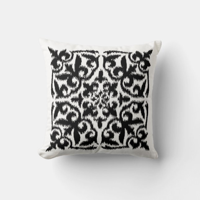 Mönster för iskat damask - svart och vitt kudde (Framsida)