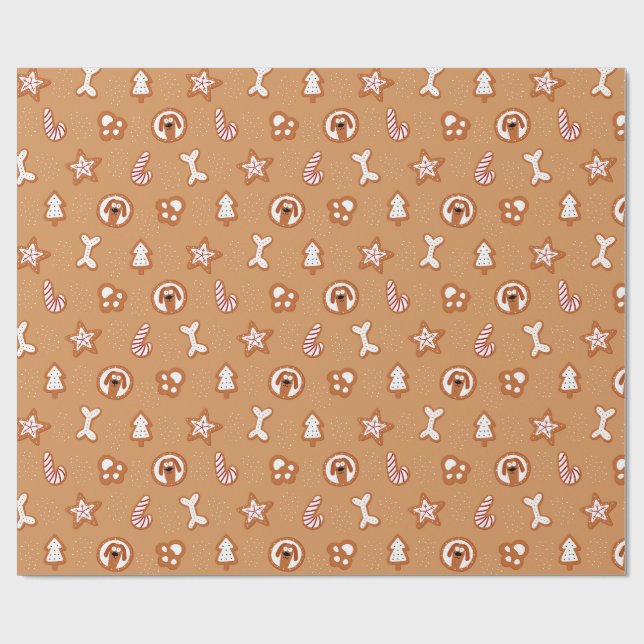 Mönster för julgodis i form av gingerbreadhund presentpapper (Platt)