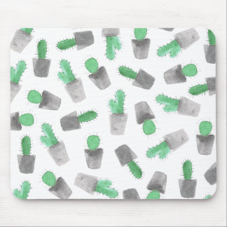 Mönster för kaktus för vattenfärggröntgrått musmatta