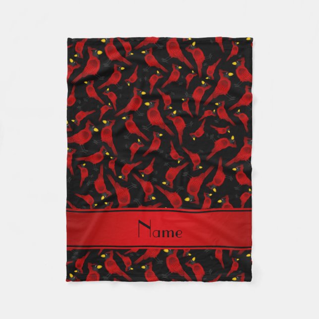 Mönster för kardinaler för personlignamnsvart fleecefilt (Framsidan)