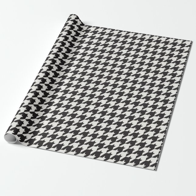 Mönster för klassiker B&W Houndstooth Presentpapper (Utrullad)