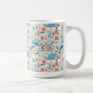 Mönster för klotter för norrhav gulligt kaffemugg