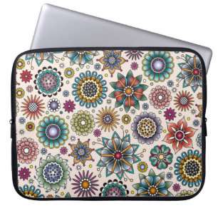 Mönster för klotter för tatueringstilblomma laptop fodral