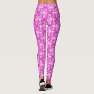 Mönster för konst för rosa pudelhundvattenfärg leggings