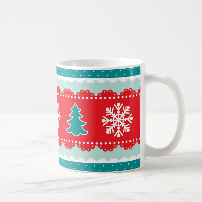 Mönster för kricka för kalla snöflingorjulgranar kaffemugg (Höger)