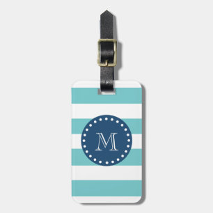 Mönster för krickavitrandar, marinblå Monogram Bagagebricka
