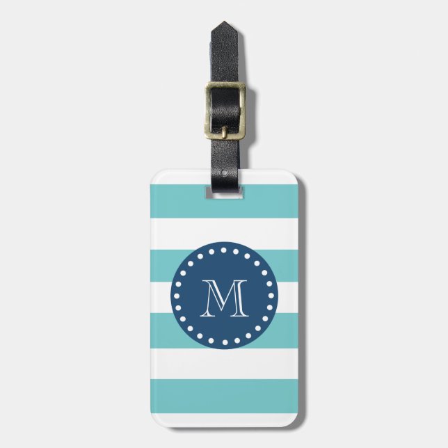 Mönster för krickavitrandar, marinblå Monogram Bagagebricka (Vertikal Framsida)