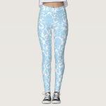 Mönster för ljusblå Blommigt för Ornate Damask Leggings<br><div class="desc">Elegant,  ornera och unika strängar som har ljusblått dammmönster för blommigten. Andra färg finns tillgängliga.</div>