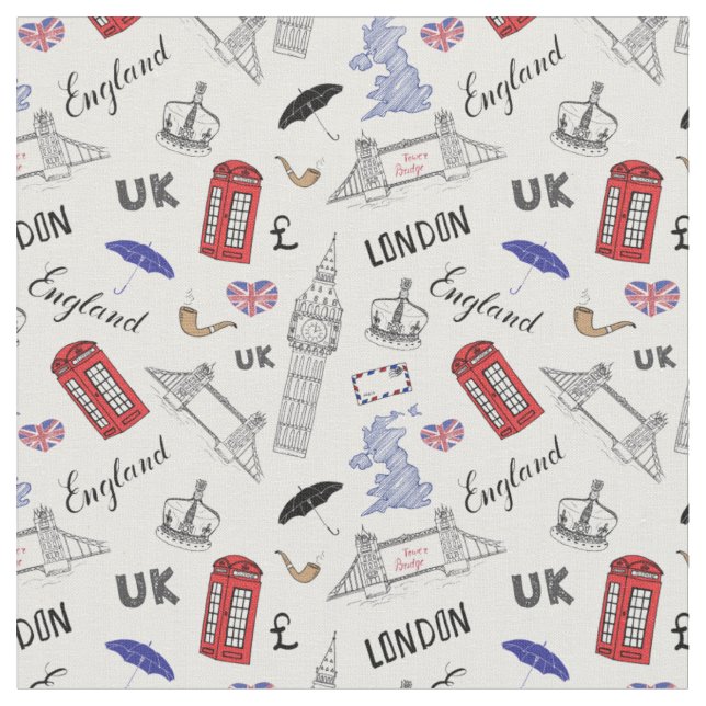 Mönster för London stadsklotter Tyg (Närbild)