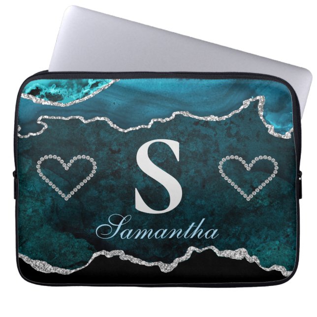 Mönster för lyxkalk och Glitter-agate i Silver Laptop Fodral (Framsidan)