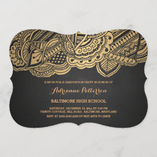 Mönster för Mandala för svart tavla för vintage Inbjudningar
