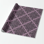 Mönster för Mauve and Black Vintage Damask Presentpapper<br><div class="desc">Dusky lila och svarta paris temade vintage mönster som omsluter papper.</div>