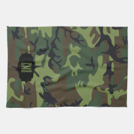 Mönster för Monogramgröntkamouflage Kökshandduk