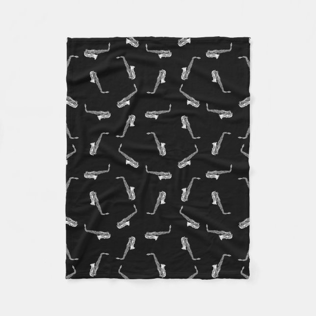 Mönster för musik för saxofoner för fleecefilt (Framsidan)