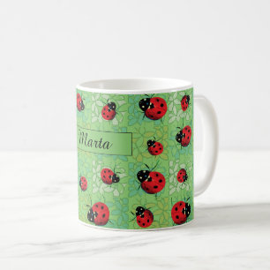 Mönster för nyckelpigaPetalsgrönt Kaffemugg