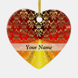 Mönster för orange- och guld-damm julgransprydnad keramik